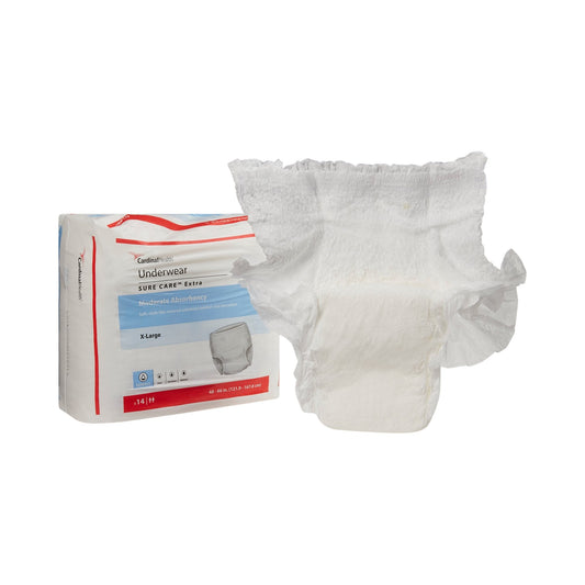 Unisex Adult Absorbent Underwear Sure Care Extra Pull On with Tear Away Seams X-Large Disposable Moderate Absorbency, Packaging Type- Case