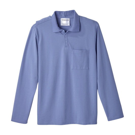 Adaptive Polo Shirt Silverts Large Ceil Blue 1 Pocket Long Sleeve Male,  Packaging Type- Each