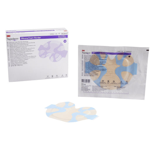 Foam Dressing 3M™ Tegaderm™ 6 X 6-3/4 Inch With Border Film Backing Silicone Adhesive Sacral Sterile, Packaging Type- Each