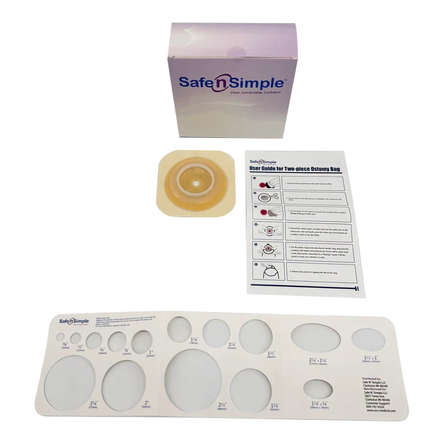 Ostomy Barrier Trim to Fit, Extended Wear Adhesive Tape Collar 45 mm Flange Up to 1-1/4 Inch Opening 4-1/2 X 4-1/2 Inch, Packaging Type- Box
