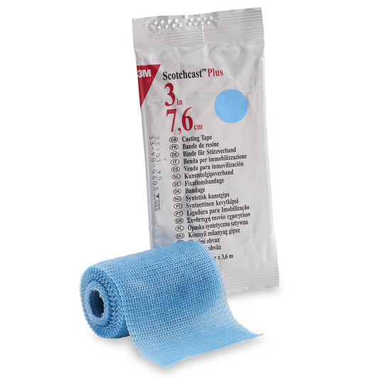 Cast Tape 3M™ Scotchcast™ Plus 3 Inch X 12 Foot Fiberglass / Resin Light Blue,  Packaging Type- Each