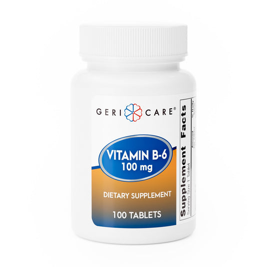 Vitamin Supplement Geri-Care Vitamin B6 100 mg Strength Tablet 100 per Bottle, Packaging Type- Case
