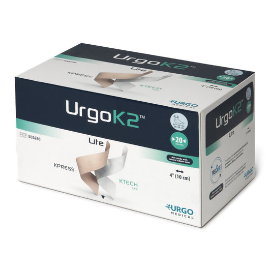 2 Layer Compression Bandage System URGOK2™ Lite 4 X 9-3/4 X 12-1/2 Inch Self-Adherent Closure Tan / White / Pink NonSterile Large 20 mmHg, Packaging Type- Each