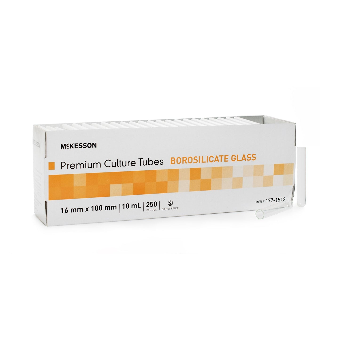 McKesson Test Tube Plain 10 mL Without Closure Glass Tube, Packaging Type- Box
