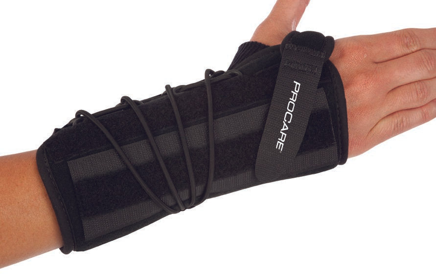 Wrist Brace ProCare Quick-Fit Wrist II Preformed Aluminum / Foam / Nylon Left Hand Black One Size Fits Most, Packaging Type- Each
