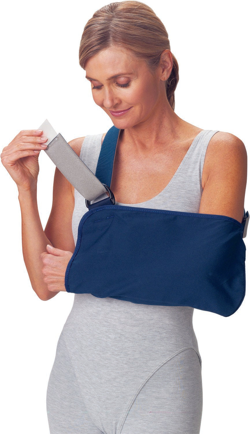 Arm Sling with Padded Strap Procare Blue Vogue D-Ring / Hook and Loop Strap Closure X-Large, Packaging Type- Each