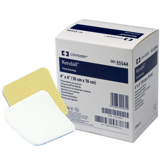 Foam Dressing Kendall™ Foam Island 4 X 4 Inch With Border Film Backing Acrylic Adhesive Square Sterile,  Packaging Type- Each