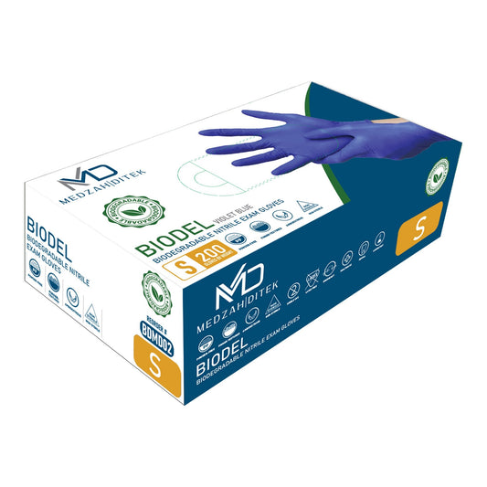 Exam Glove BIODEL Small NonSterile Nitrile Standard Cuff Length Textured Fingertips Violet Blue Chemo Tested / Fentanyl Tested, Packaging Type- Box