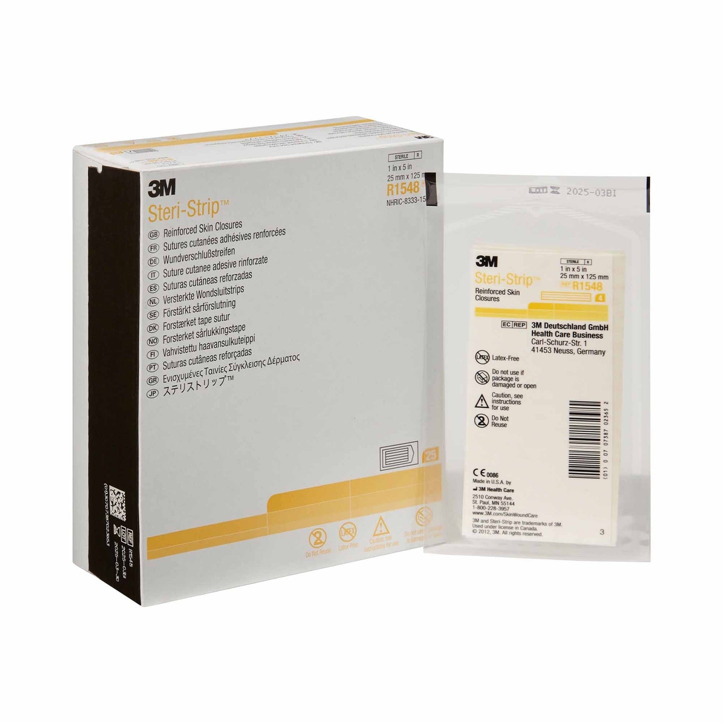 Skin Closure Strip Steri-Strip™ 1 X 5 Inch Nonwoven Material Reinforced Strip White,  Packaging Type- Each