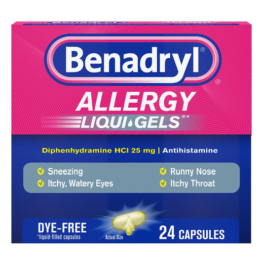 Allergy Relief Benadryl 25 mg Strength Gelcap 24 per Box