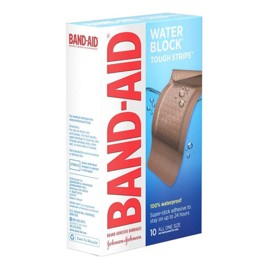 Adhesive Strip Band-Aid Water Block Tough Strips XL 1-3/4 X 4 Inch Plastic Rectangle Tan Sterile, Packaging Type- Box