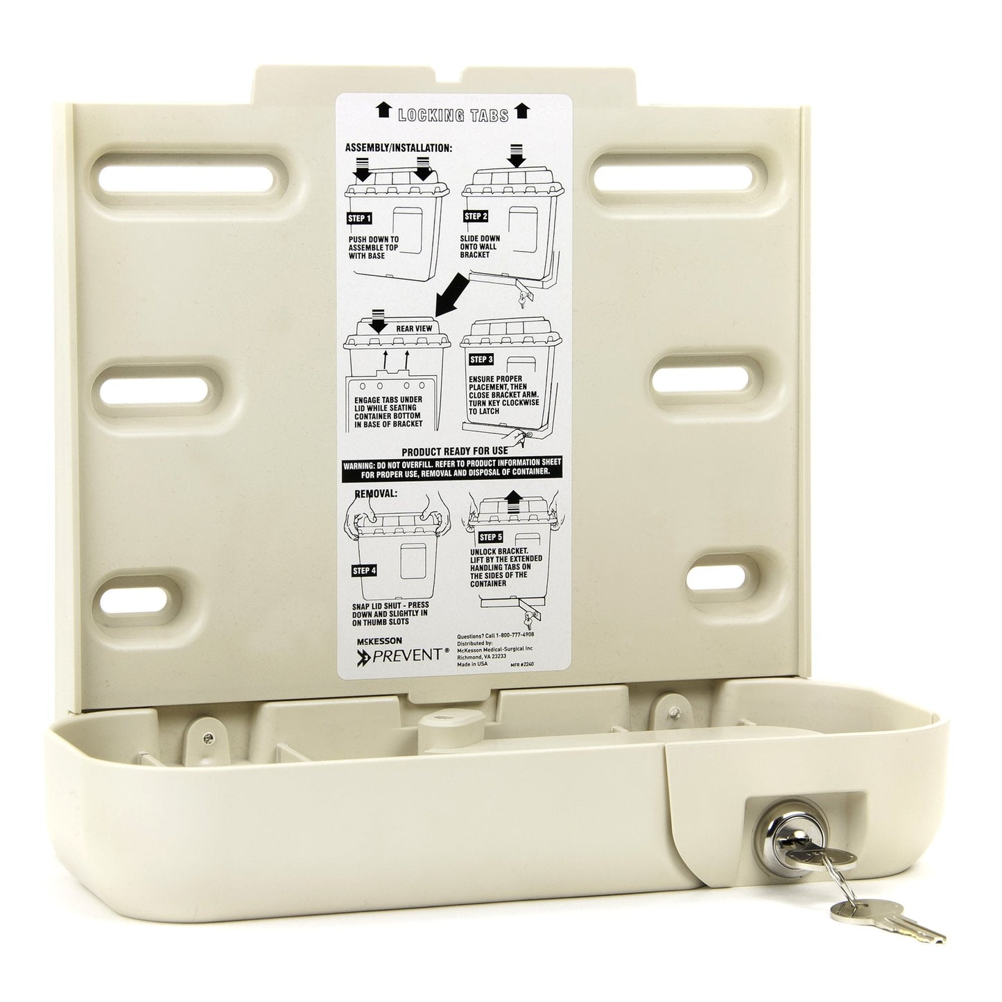 Sharps Container Bracket McKesson Prevent Plastic Wall Mount Locking,  Packaging Type- Case