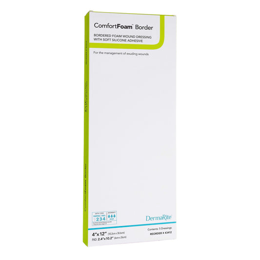Foam Dressing ComfortFoam™ Border 4 X 12 Inch With Border Waterproof Backing Silicone Adhesive Rectangle Sterile, Packaging Type- Each