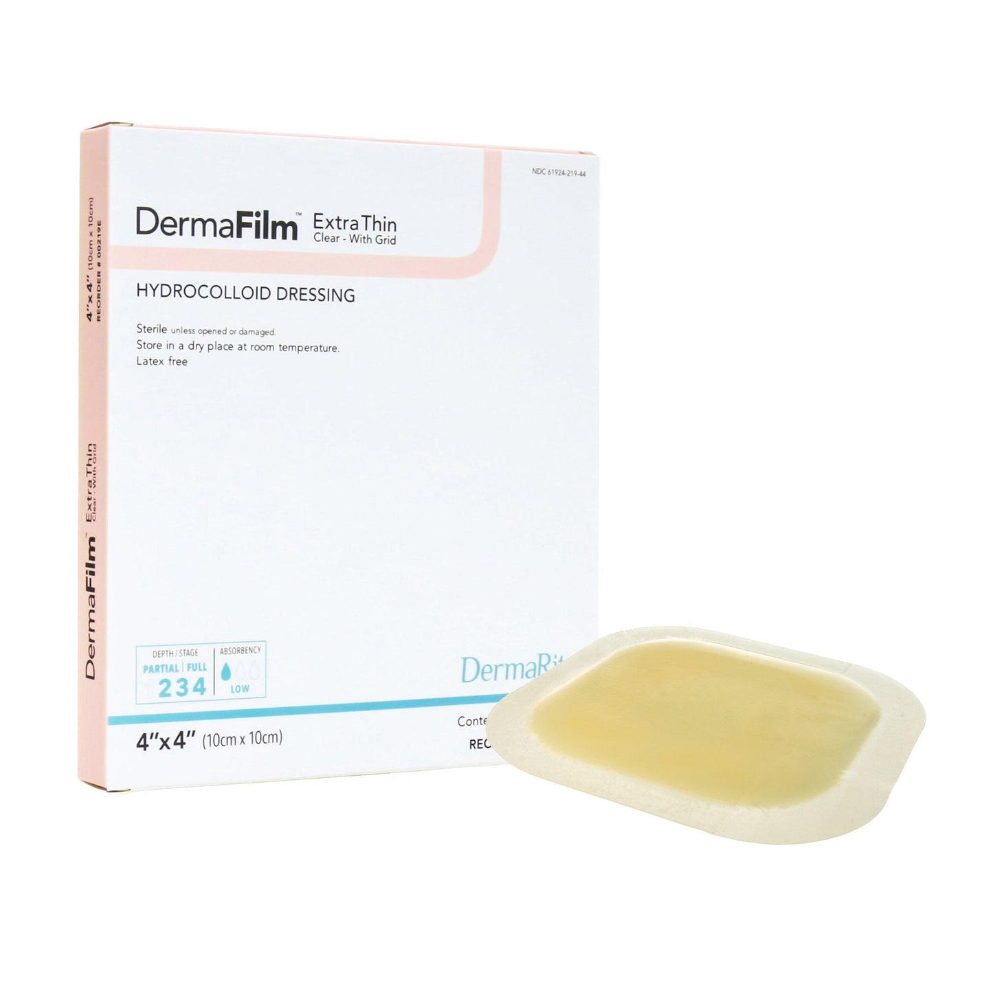 Thin Hydrocolloid Dressing DermaFilm 4 X 4 Inch Square,  Packaging Type- Each