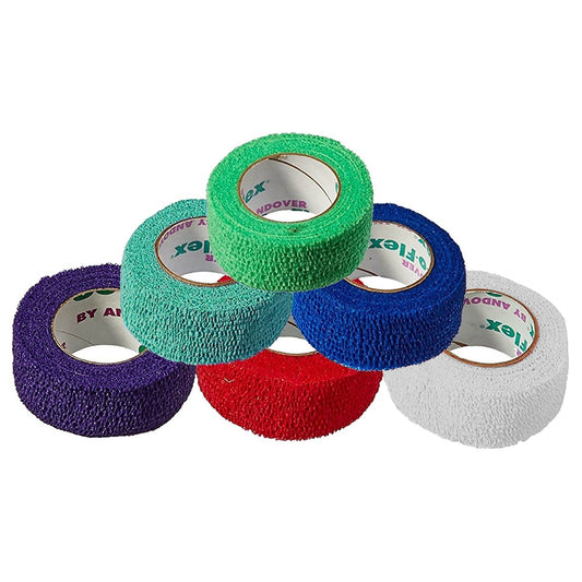 Cohesive Bandage CoFlex 1-1/2 Inch X 5 Yard Self-Adherent Closure Teal / Blue / White / Purple / Red / Green NonSterile 14 lbs. Tensile Strength,  Packaging Type- Each