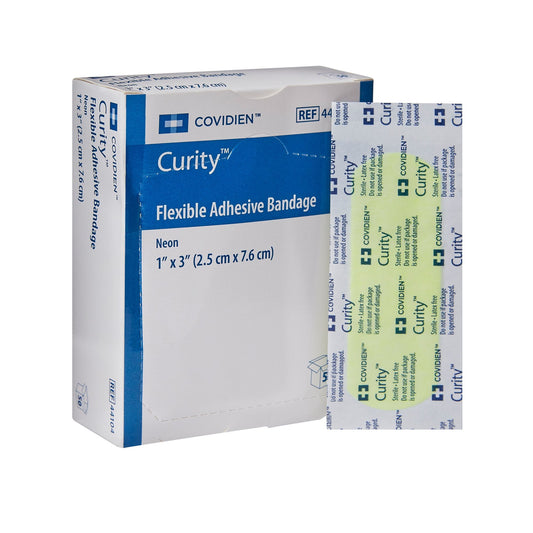 Adhesive Strip Curity 1 X 3 Inch Fabric Rectangle Neon Sterile, Packaging Type- Box