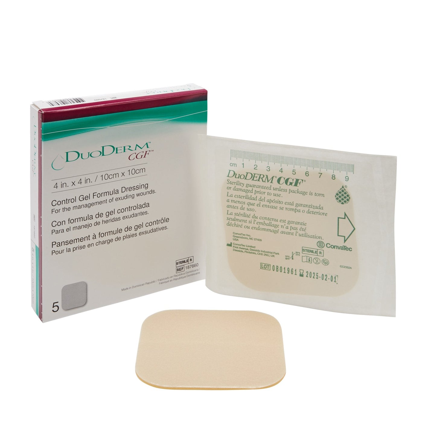 Hydrocolloid Dressing DuoDERM CGF 4 X 4 Inch Square, Packaging Type- Box