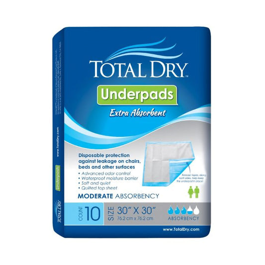 Disposable Underpad TotalDry 30 X 30 Inch SecureLoc Heavy Absorbency, Packaging Type- Case