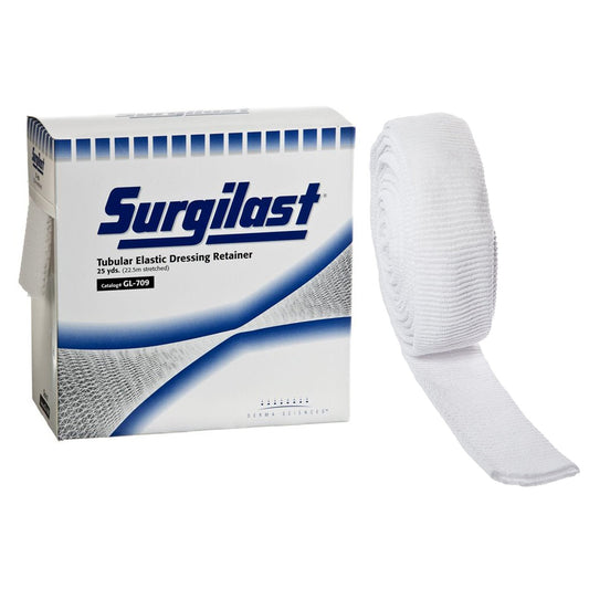 Elastic Net Retainer Dressing Surgilast Tubular Elastic 25 Yard Size 8 White Medium Chest / Back / Perineum / Axilla NonSterile, Packaging Type- Box