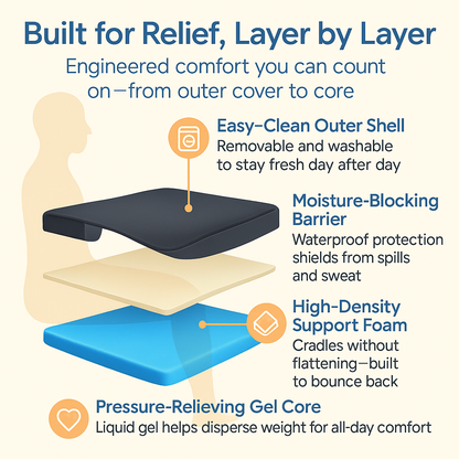 Great Health Wheelchair Gel Seat Cushion - Back Support Comfort and Pain Relief