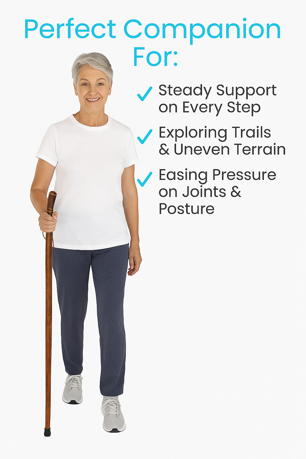 Great Health Wooden Walking Stick