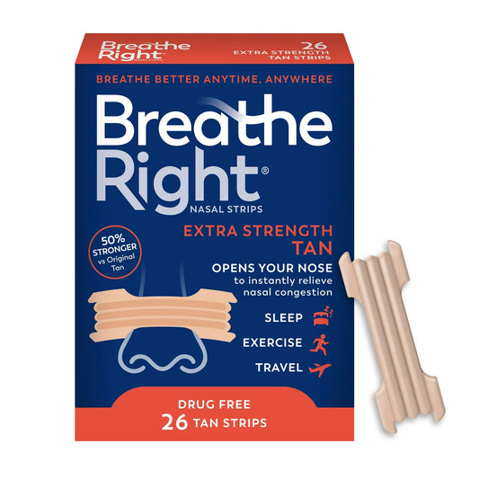 Allergy Relief Breathe Right Extra Strength Nasal Strip 26 per Box,  Packaging Type- Box