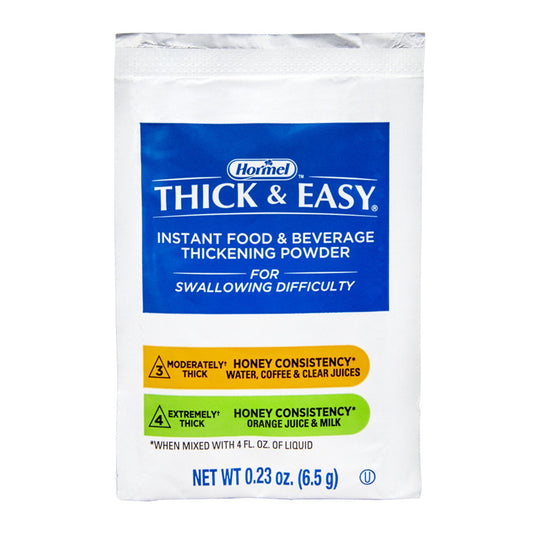 Food and Beverage Thickener Thick & Easy 6.5 Gram Individual Packet Unflavored Powder IDDSI Level 3 Moderately Thick/Liquidized, Packaging Type- Case