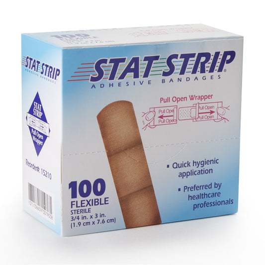 Adhesive Strip American White Cross Stat Strip 3/4 X 3 Inch Fabric Rectangle Tan Sterile, Packaging Type- Box