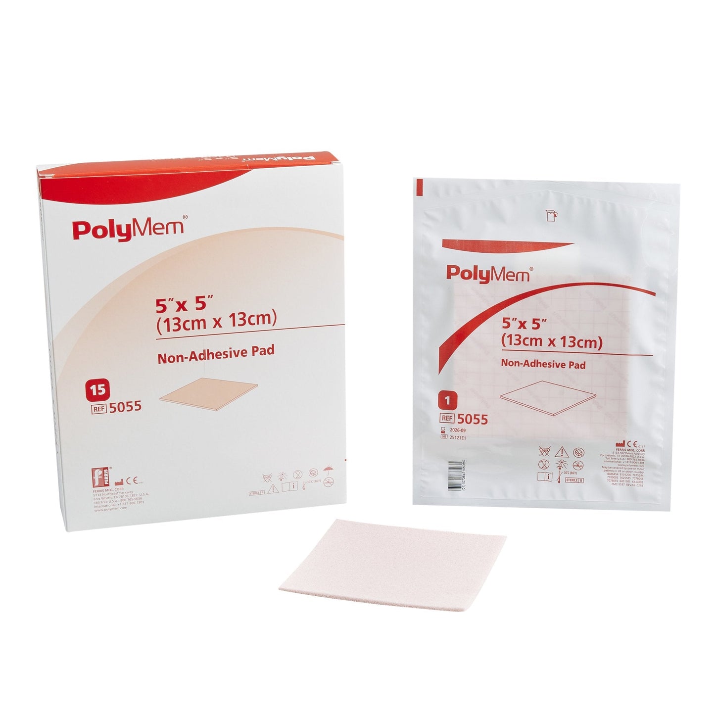 Foam Dressing PolyMem 5 X 5 Inch Without Border Film Backing Nonadhesive Square Sterile, Packaging Type- Each