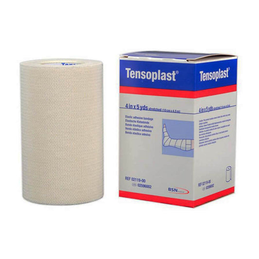 Elastic Adhesive Bandage Tensoplast 4 Inch X 5 Yard No Closure White NonSterile Medium Compression, Packaging Type- Each