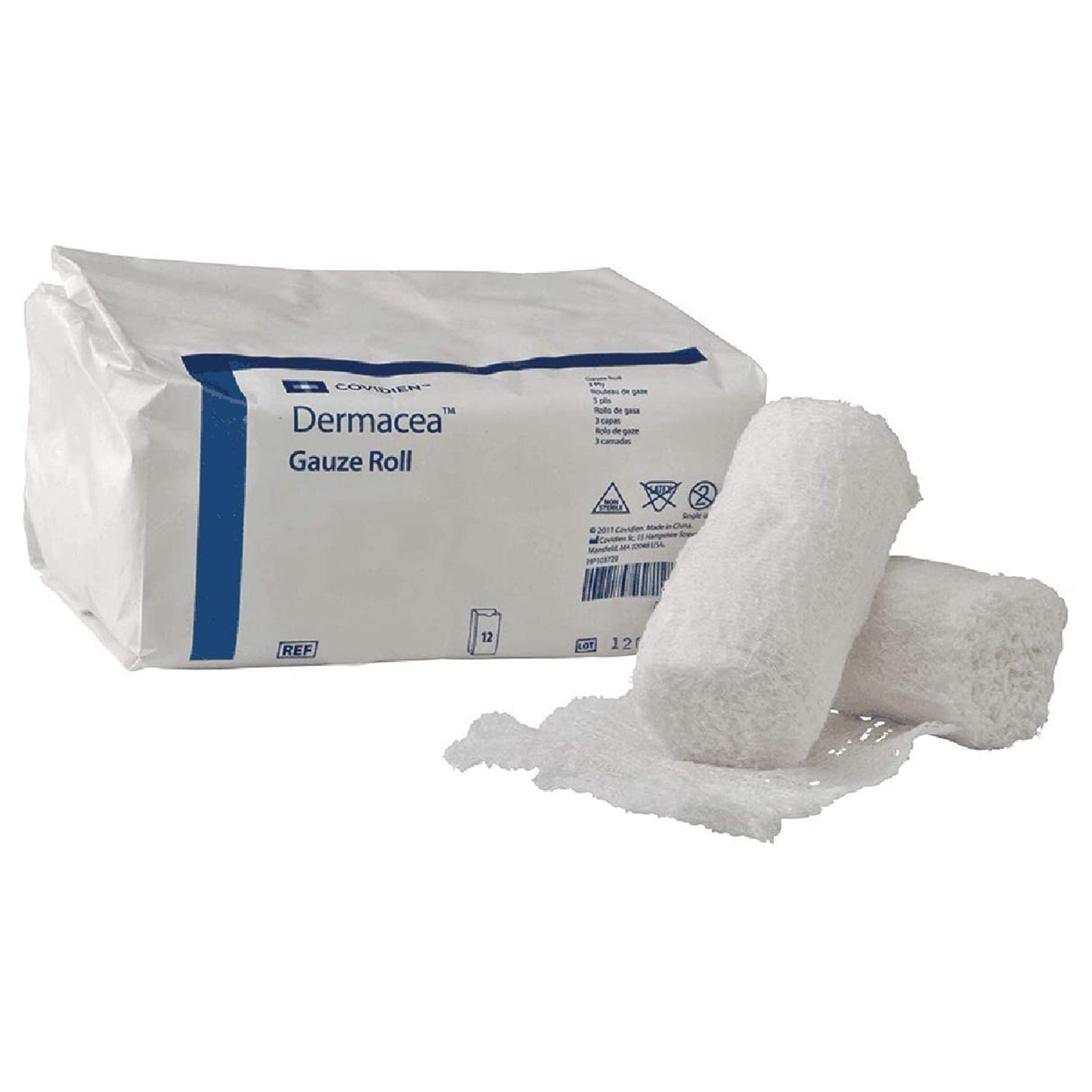 Fluff Bandage Roll Dermacea™ 2 Inch X 4-1/8 Yard 3-Ply NonSterile 12 per Pack,  Packaging Type- Case
