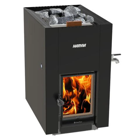 Harvia Linear 22 GreenFlame ES GreenFlame Series, 15.7 kW, Water Tank, Wood Sauna Stove