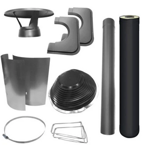 Harvia WHP1000500M-PKG Harvia 1000500M Chimney & Assembly Kit, Barrel, Flat Roof Black