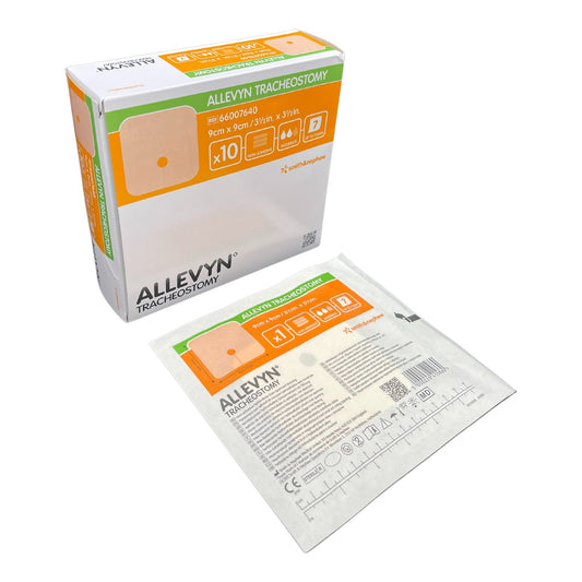 Foam Dressing Allevyn Tracheostomy 3-1/2 X 3-1/2 Inch Without Border Film Backing Nonadhesive Fenestrated Square Sterile, Packaging Type- Each