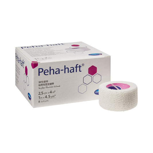 Absorbent Cohesive Bandage Peha-haft 1 Inch X 4-1/2 Yard Self-Adherent Closure White NonSterile Standard Compression,  Packaging Type- Each