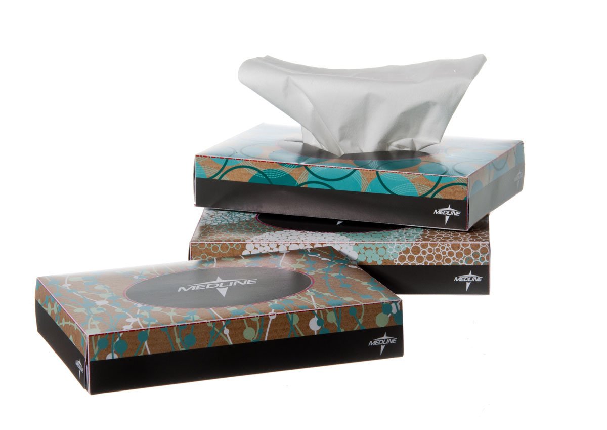 Medline Facial Tissue White 5 X 7-1/2 Inch 40 Count, Packaging Type- Box
