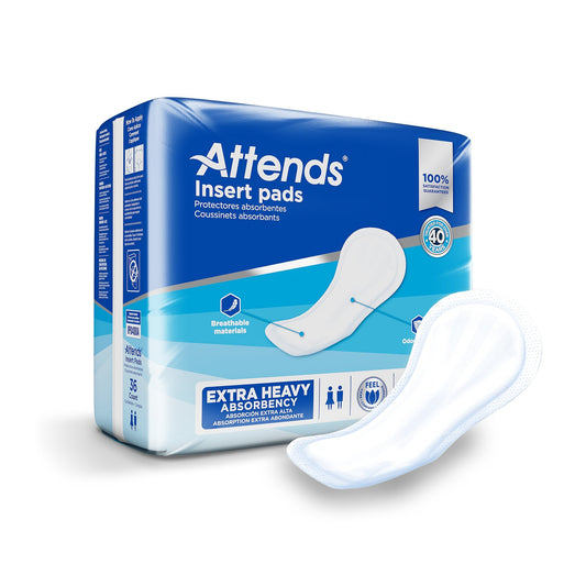 Incontinence Liner Attends Insert Pad 16-1/2 Inch Length Heavy Absorbency Polymer Core One Size Fits Most, Packaging Type- Case