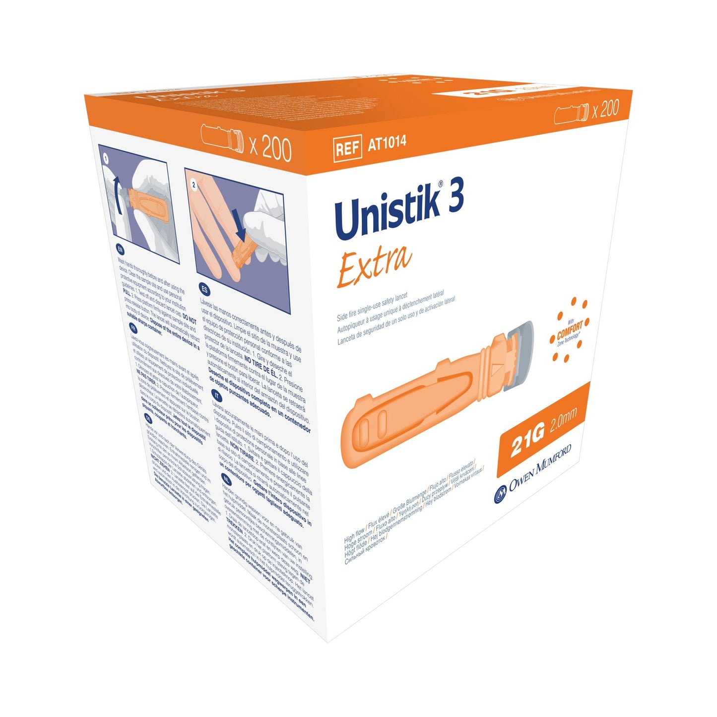 Safety Lancet Unistik 3 21 Gauge Retractable Push Button Activation Finger, Packaging Type- Box