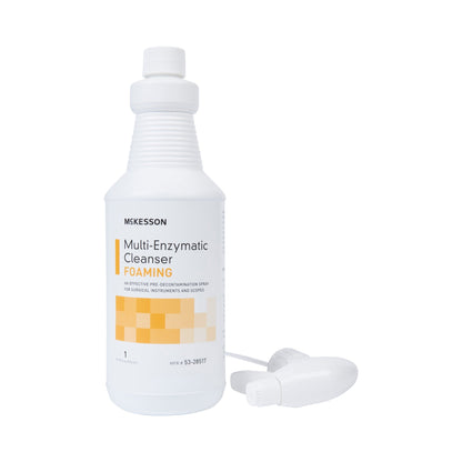 Multi-Enzymatic Instrument Detergent McKesson Foam RTU 1 Quart Bottle Fresh Rain Scent, Packaging Type- Each