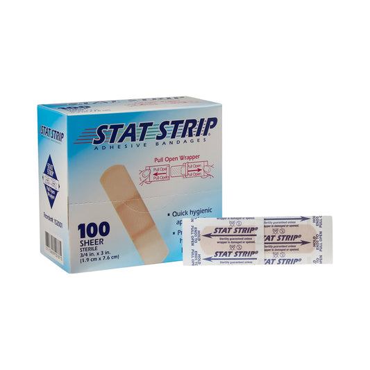 Adhesive Strip American White Cross Stat Strip 3/4 X 3 Inch Plastic Rectangle Tan Sterile, Packaging Type- Case