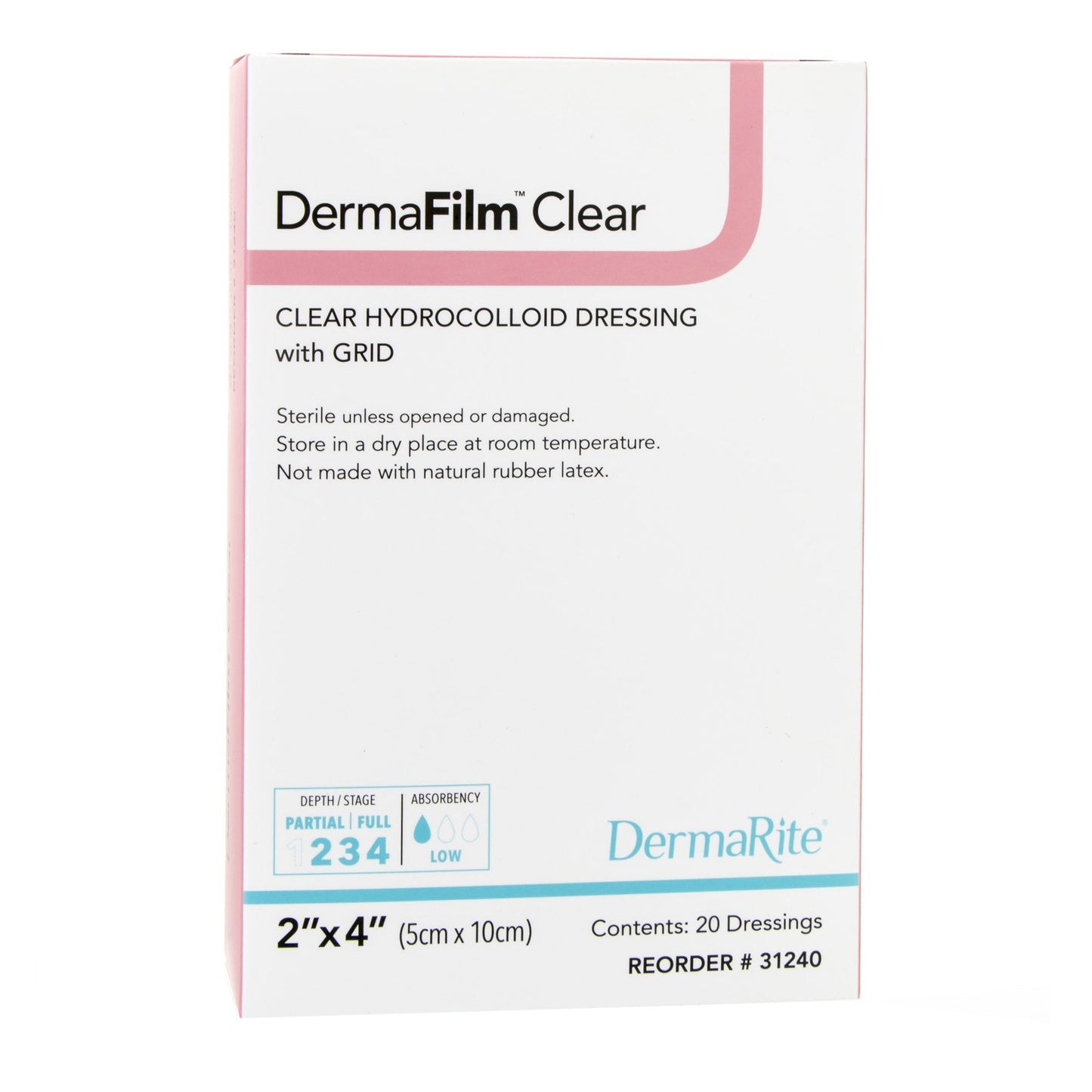 Thin Hydrocolloid Dressing DermaFilm 2 X 4 Inch Rectangle,  Packaging Type- Each