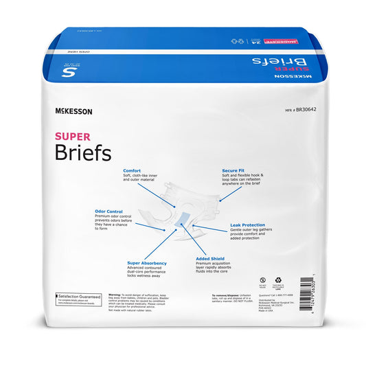 Unisex Adult Incontinence Brief McKesson Small Disposable Moderate Absorbency, Packaging Type- Case