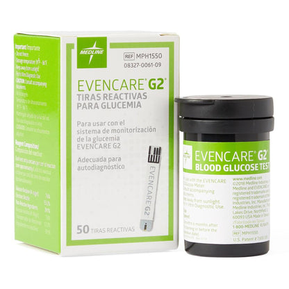 Blood Glucose Test Strips EvenCare G2 50 Strips per Pack, Packaging Type- Box