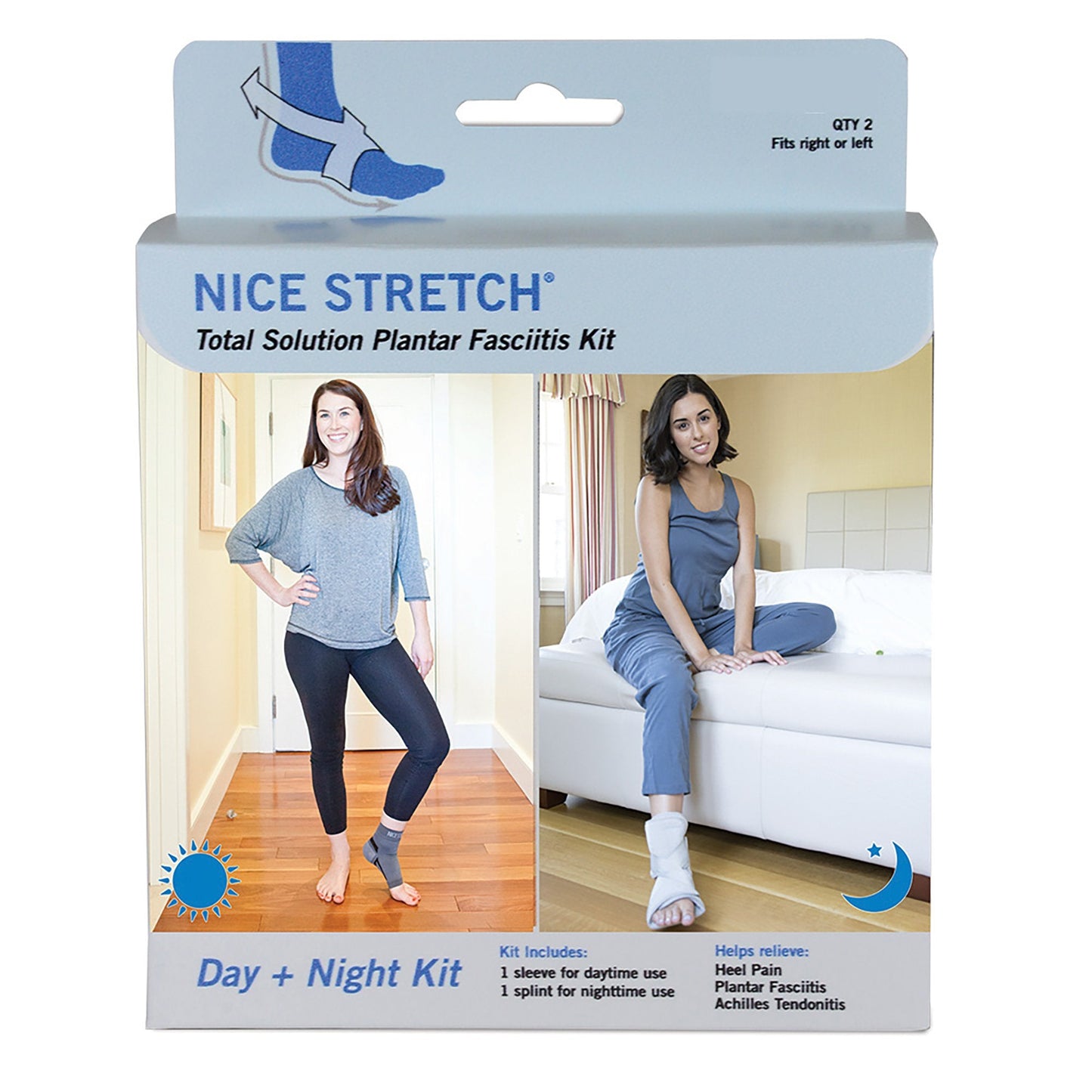 Plantar Fasciitis Support Kit Nice Stretch Total Solution Plantar Fasciitis Relief Kit Small / Medium Hook and Loop Closure / Pull-On Sleeve: Male 5 and Under / Female 6 and Under Splint: One Size Fits Most Left or Right Foot, Packaging Type- Each