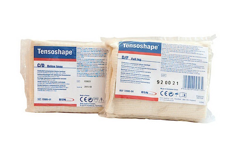 Elastic Tubular Support Bandage Tensoshape 12-1/2 Inch X 14 Foot Below Knee Pull On Tan NonSterile Small Size B / C Standard Compression,  Packaging Type- Each