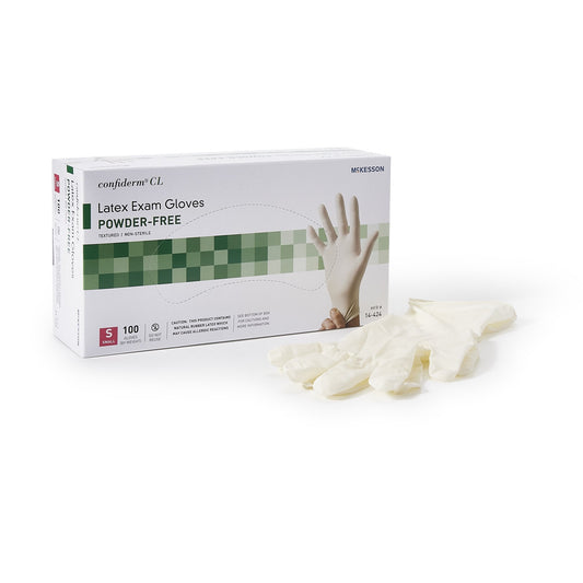 Exam Glove McKesson Confiderm Small NonSterile Latex Standard Cuff Length Textured Fingertips Ivory Not Rated