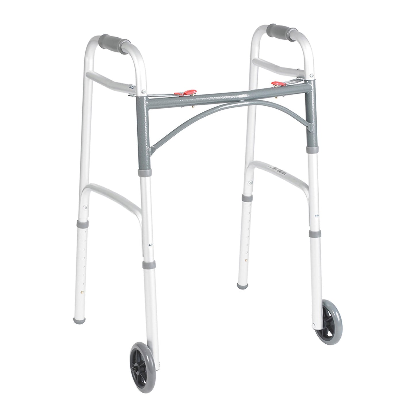 Deluxe Dual Release Folding Walker with Wheels Adjustable Height drive Deluxe Aluminum Frame 350 lbs. Weight Capacity 25 to 32-1/4 Inch Height, Packaging Type- Each
