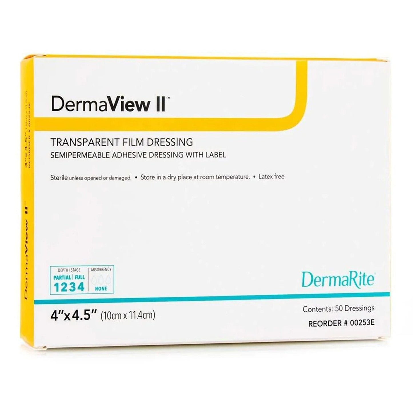 Transparent Film Dressing DermaView II™ 4 X 4-1/2 Inch Frame Style Delivery Rectangle Sterile, Packaging Type- Each