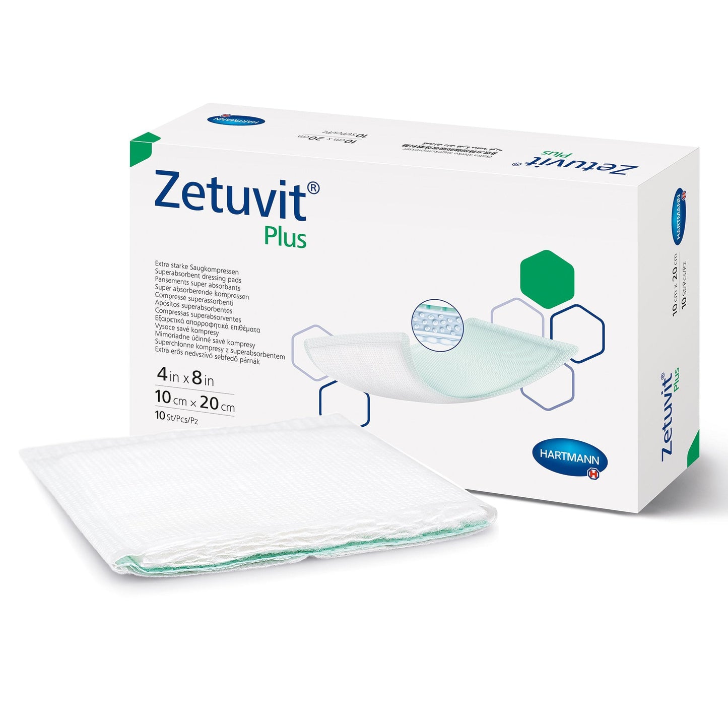Super Absorbent Dressing Zetuvit Plus 4 X 8 Inch Rectangle,  Packaging Type- Each