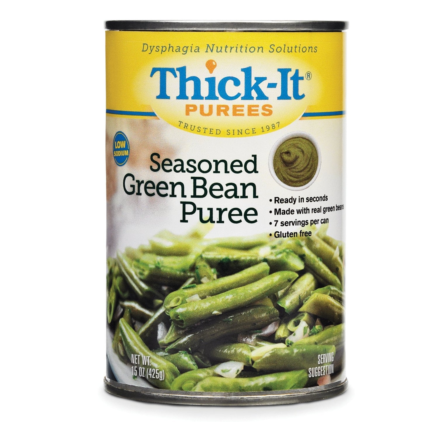 Thickened Food Thick-It 15 oz. Can Seasoned Green Bean Flavor Puree IDDSI Level 4 Extremely Thick/Pureed,  Packaging Type- Each